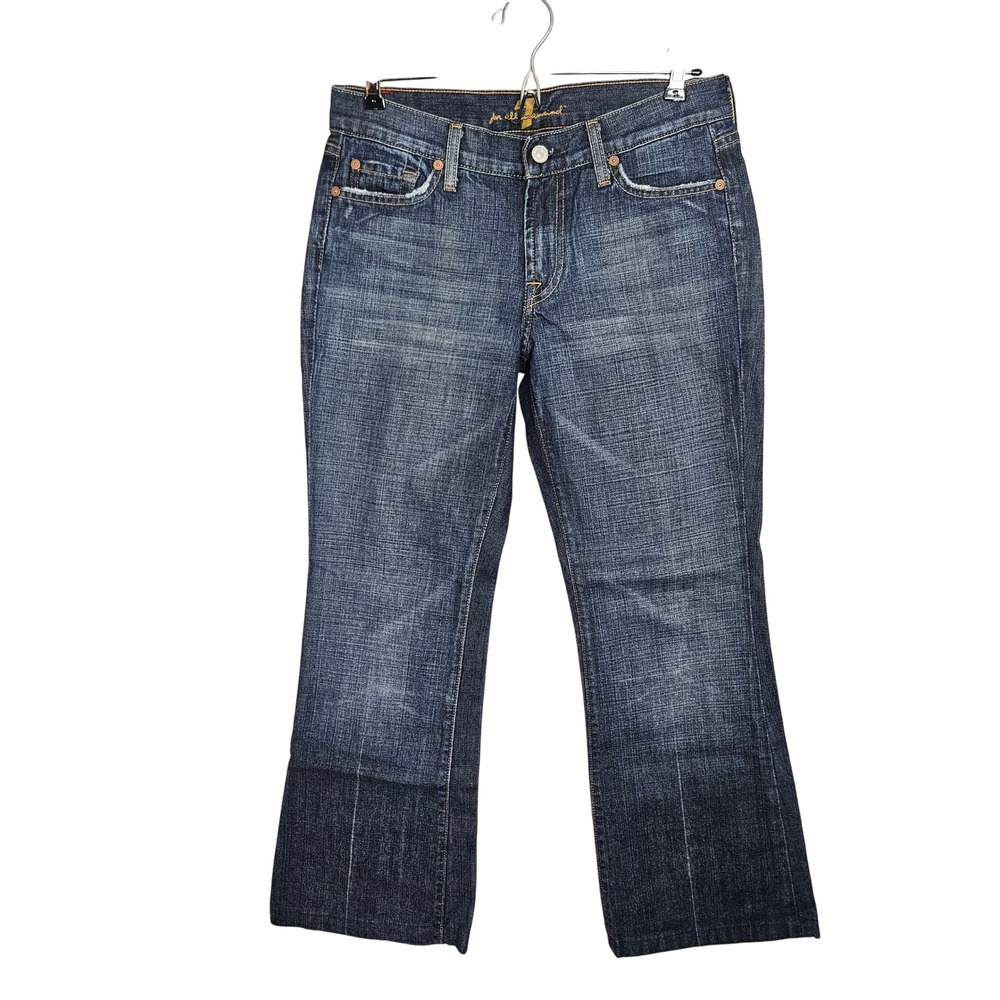 7 For All Mankind Flare Jeans Dark Wash Blue 100% Cotton USA U076019U 29w Hemmed